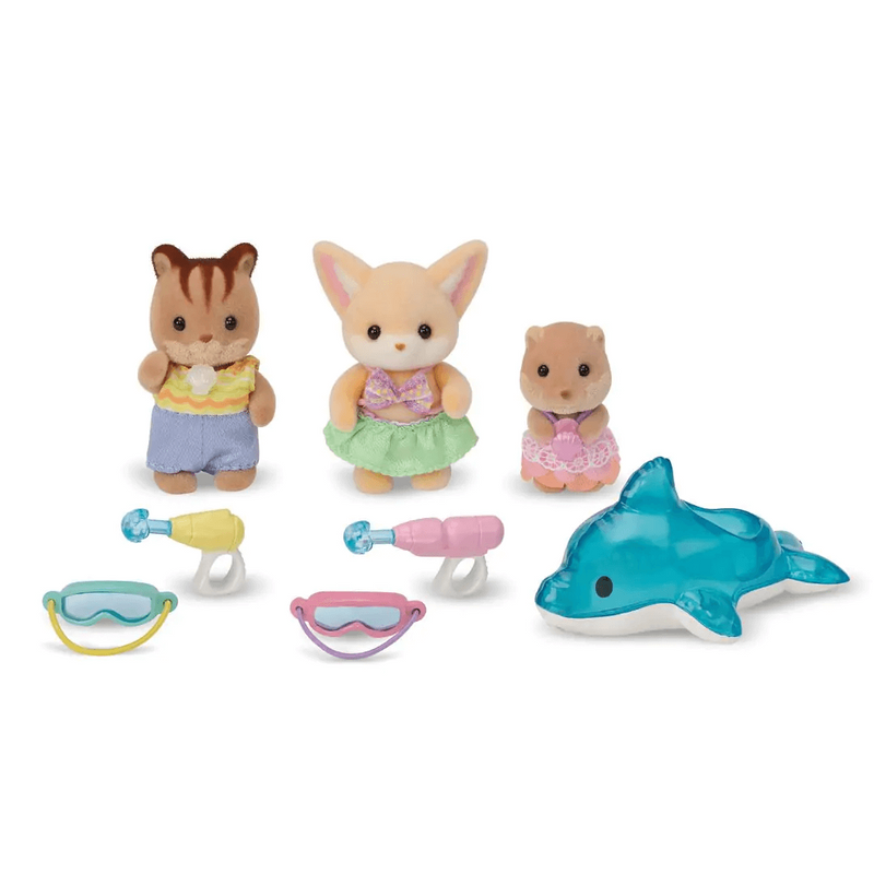 Sylvanian Families Nursery Friends - Pool Fun Trio for Ages 3 and Up, close-up detail