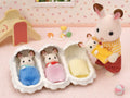Sylvanian Families Chocolate Rabbit Triplets Care Set for Age 3 and Up, side angle