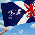 Scotland - We'll Be Coming Lion Flag with Sleeve - WC26 - 4 Sizes!, close-up detail