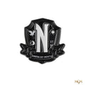 Wednesday Nevermore Academy Pin Set, side angle