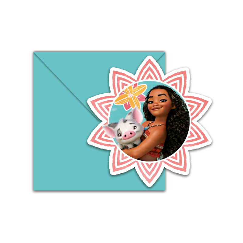 6 Disney Moana Kids Party Invitations collectible from PoundFun