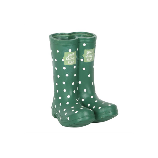 Dark Green Welly Boot Planter, alternate view