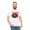 'Vinyl Records Are Groovy' Bold T-Shirt, showing reverse