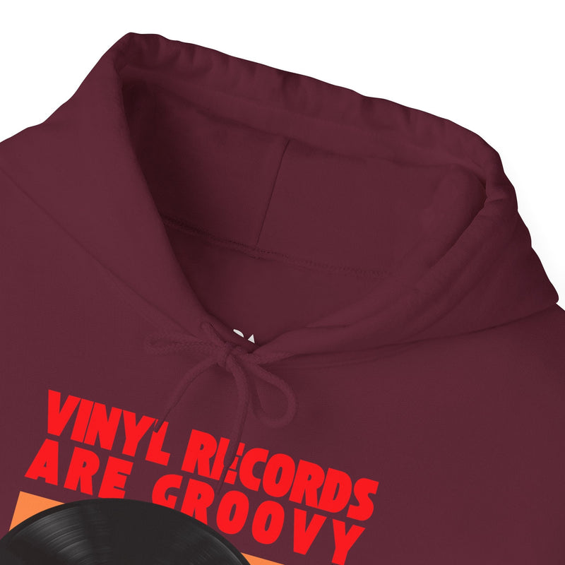 'Vinyl Records Are Groovy' Men's Hoodie, rear view