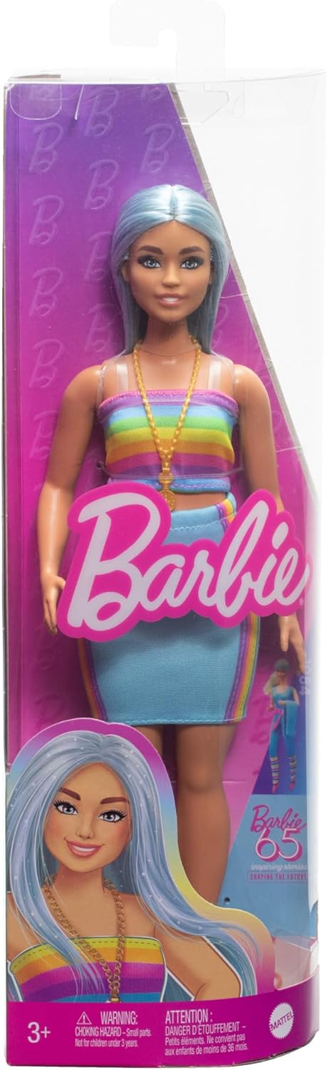 Barbie Blue Hair & Rainbow Top Fashion Doll - Image 6