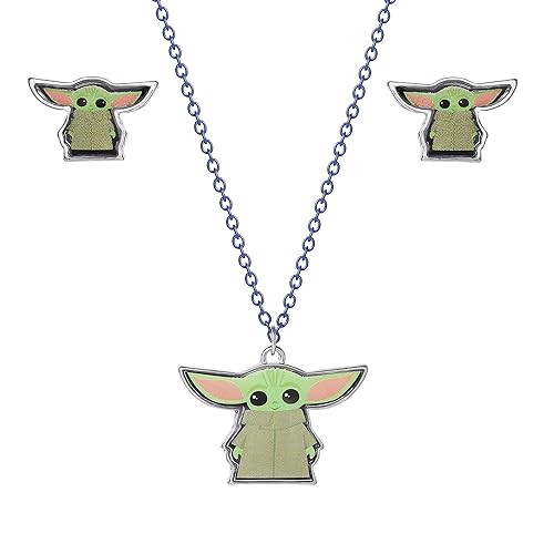 Disney Baby Yoda Costume Necklace And Earring Set