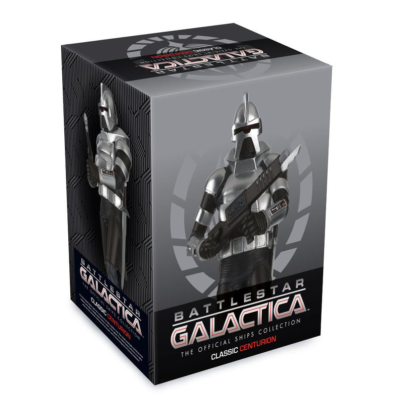 Classic Cylon Centurion Diecast Model Figure Special Issue (Battlestar Galactica The Official Ships Collection), in display