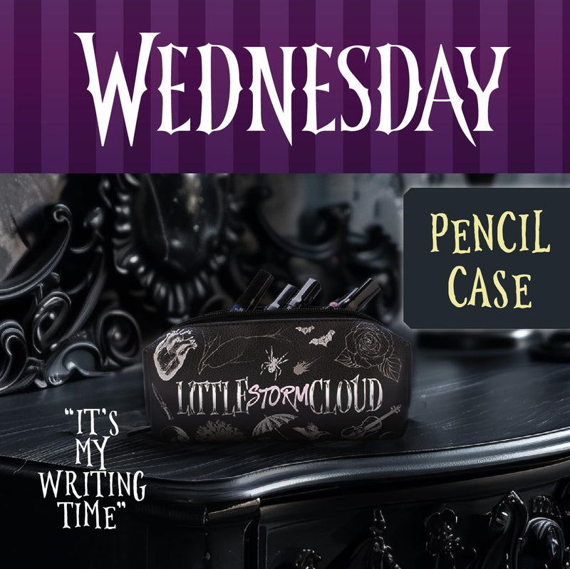 Wednesday Storm Cloud Themed Pencil Case, side angle