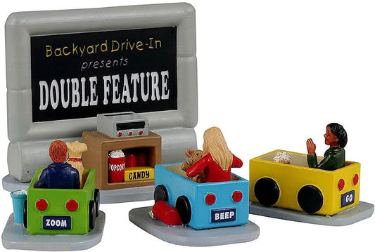 Lemax Caddington Village Accessory: Backyard Drive In (Set of 4) (33616)