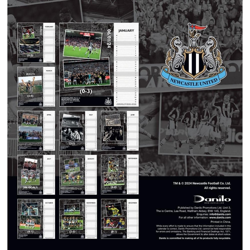 Newcastle United FC Desktop 2025 Calendar, size reference