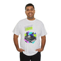 'Living at 33rpm' Flouro Men's T-Shirt, rear view