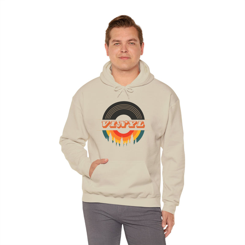 Vinyl Record Logo Men's Hoodie, in display
