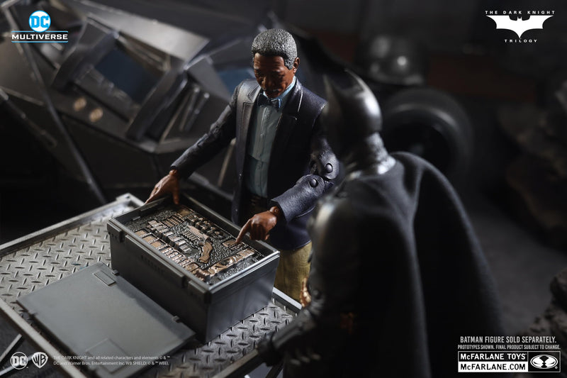 DC Multiverse Lucius Fox & Tumbler (The Dark Knight Rises) G, in display
