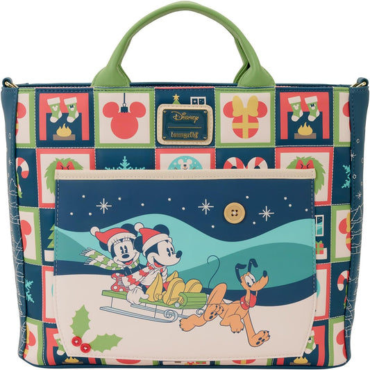 Loungefly - Disney Mickey & Minnie Holiday Convertible Tote Bag