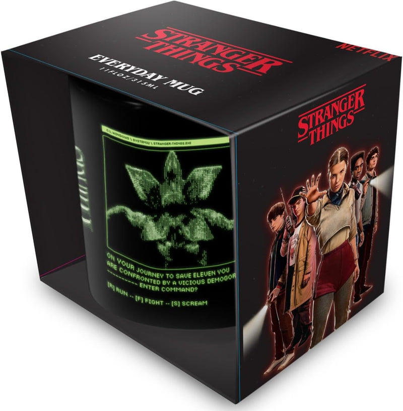 Stranger Things Run Fight Scream Black Ceramic Mug 315ml