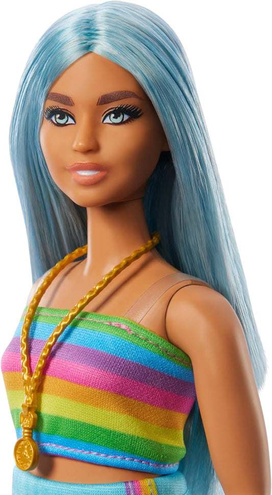 Barbie Blue Hair & Rainbow Top Fashion Doll - Image 2