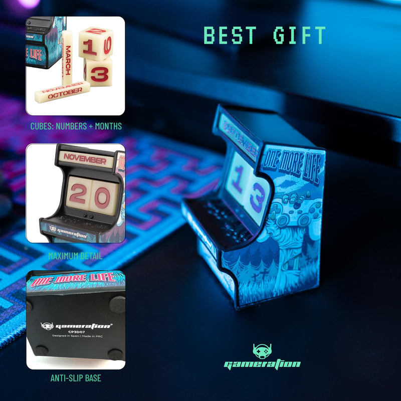 Gameration Arcade 3D Perpetual Calendar side angle