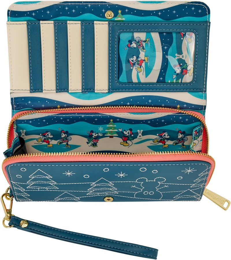 Loungefly - Disney Mickey & Minnie Holiday Flap Wallet close up detail