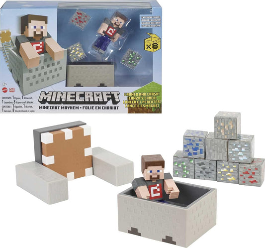 Steve Minecraft Mayhem Playset with Launching Cart