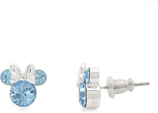 Disney Sterling Silver 925 Minnie Mouse March Birthstone Crystal Stud Earrings - Image 2