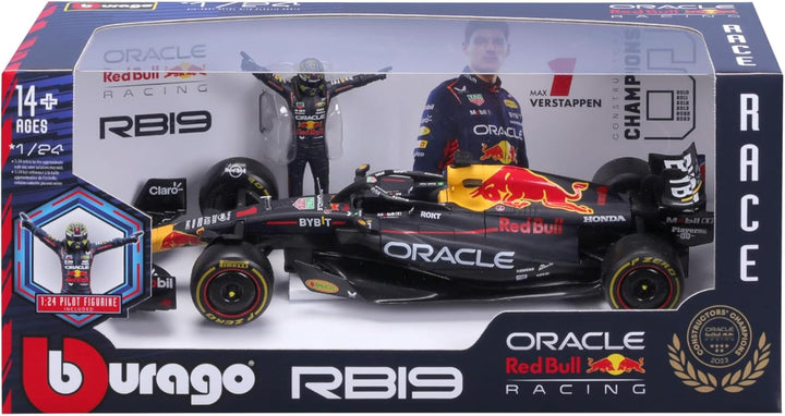 Formula 1 Red Bull Racing RB19 Max Verstappen Official Diecast Model with Driver Figure Championship Edition