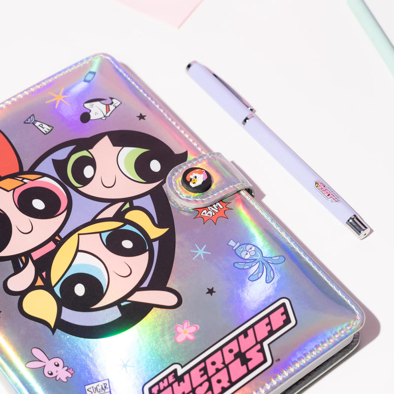 The Powerpuff Girls Premium A5 Notebook With Pen close up detail