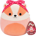 Squishmallows Rostam the Peach Badger With a Heart Bandana Valentines 7.5 Plush
