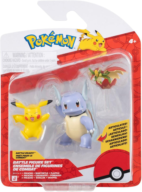 Pokemon - Pikachu, Wartortle & Flapple Battle Figure Set