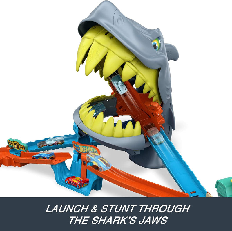 Hot Wheels City Shark Beach Playset, side angle