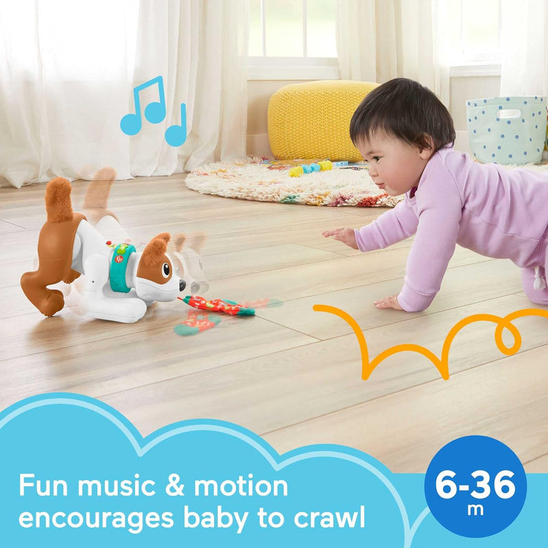 Fisher-Price 123 Crawl With Me Puppy, side angle