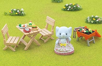 Sylvanian Families BBQ Picnic Set Elephant Girl Playset