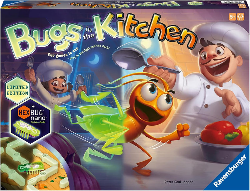Glow in the Dark Bugs in the Kitchen Board Game, close-up detail