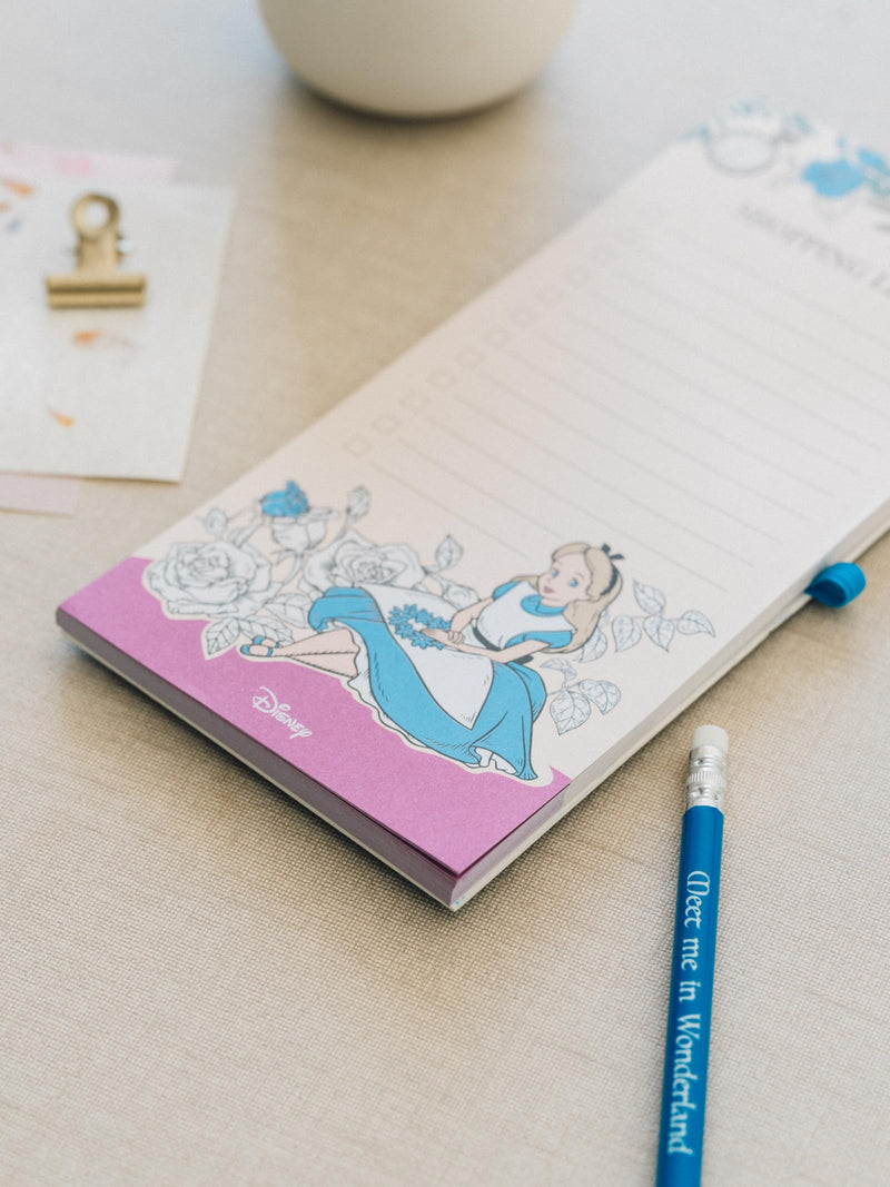 Disney Alice in Wonderland Magnetic Notepad close up detail