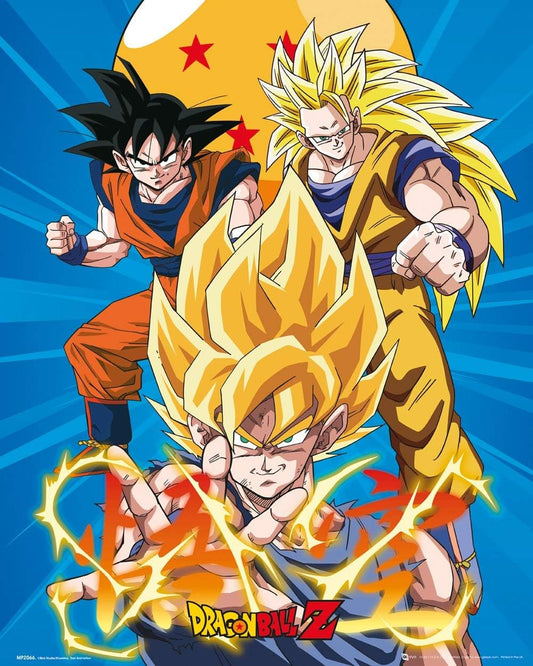 Goku Dragon Ball Z 3 Gokus 40 x 50cm Mini Poster