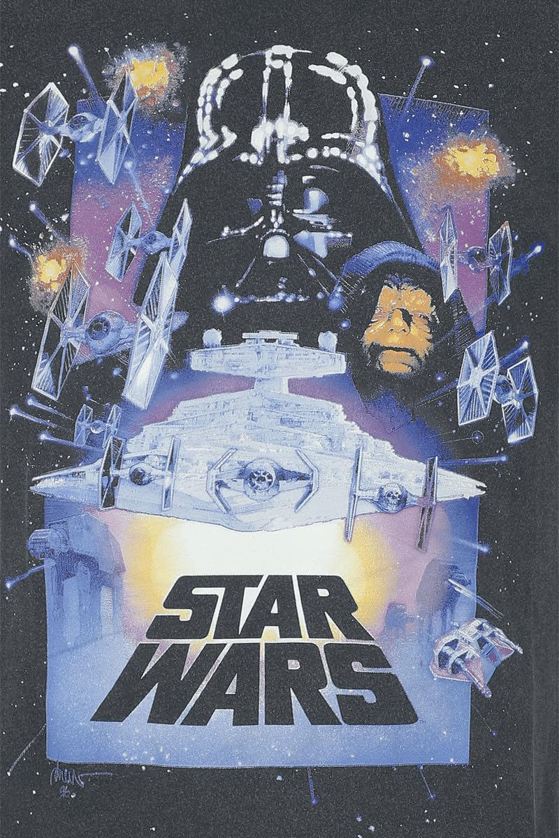 Star Wars Vintage Poster SuperHeroes Inc. Acid Wash T-Shirt, rear view