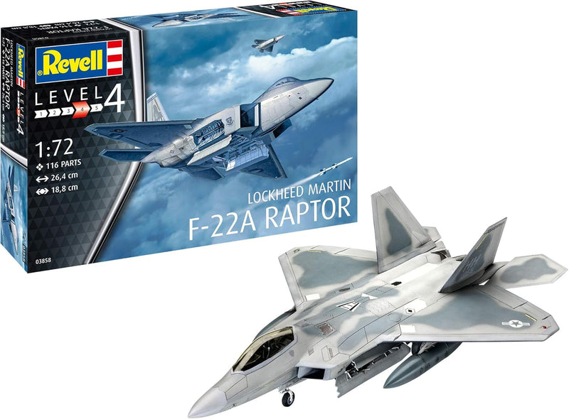 REVELL 03858 Lockheed Martin F 22A Raptor 1:72 Scale Model Plane