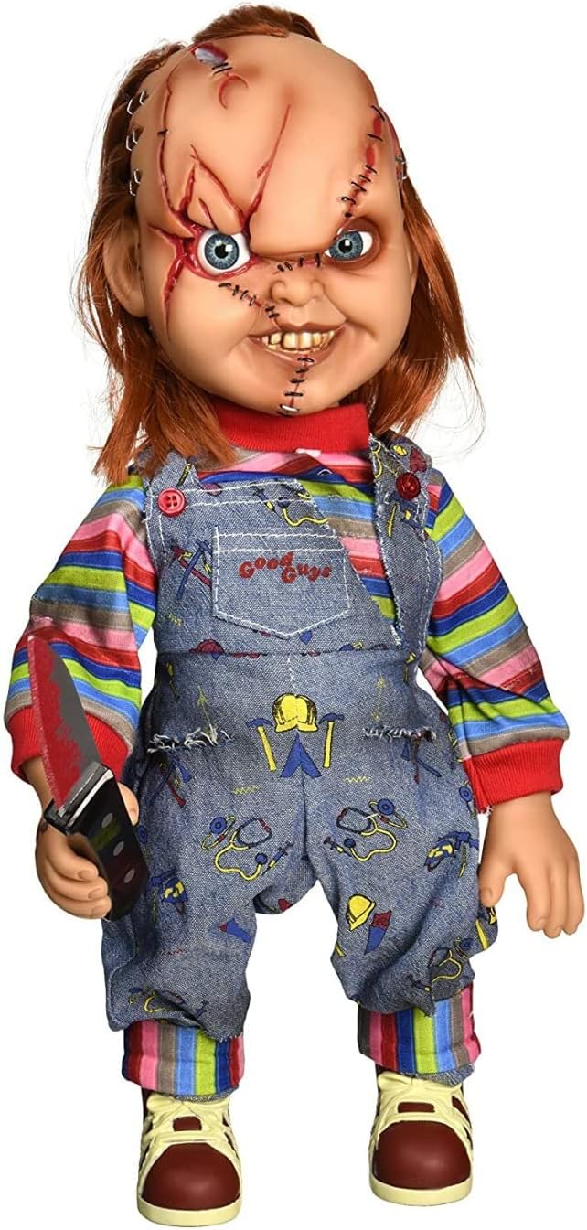 Chucky Scarred Face 15 MDS Mega Scale Figure With Sound, close-up detail