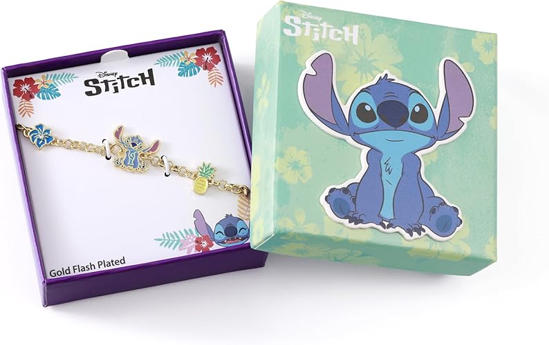 Disney Gold Stitch Pineapple & Flower Bracelet - Image 4
