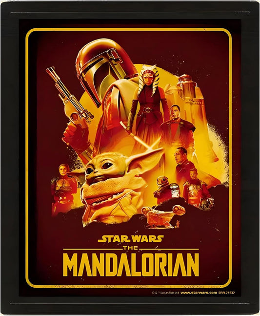 Star Wars The Mandalorian Season 2 Montage 3D Framed Poster