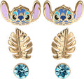 Disney Lilo & Stitch Blue and Gold Coloured 3 Piece Earring Set