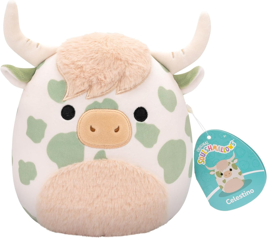 Squishmallows Celestino the Sage Green Spotted Highland Cow 7.5" Plush