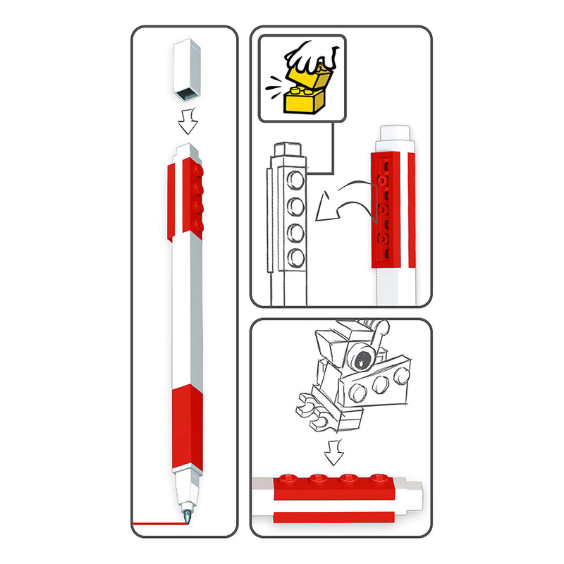 LEGO Red Gel Pens with Minifigure, in display