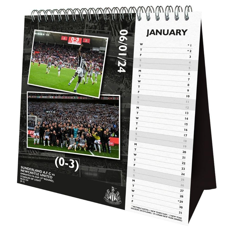 Newcastle United FC Desktop 2025 Calendar, close-up detail