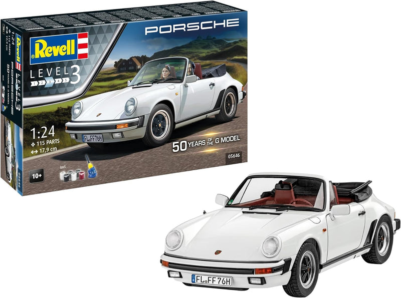 REVELL 05646 - Porsche 911 G-Model Cabrio 50th Anniversary 1:24 Scale Model Car Set