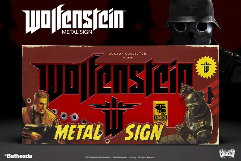 Doctor Collector Wolfenstein 'The New Colossus' Metal Sign, rear view