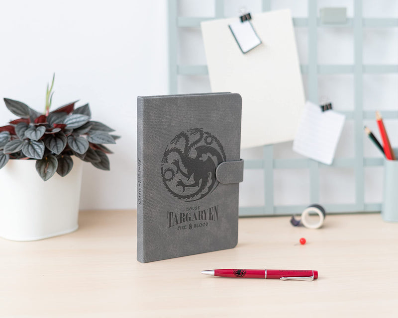 Game of Thrones Targaryen House Premuim A5 Notebook with Projector Pen close up detail