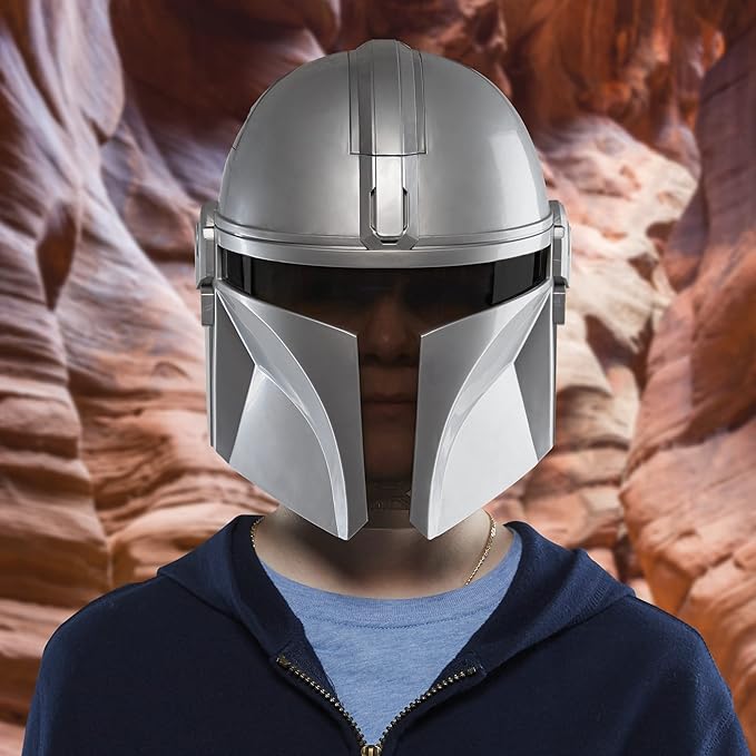 Star Wars Hasbro The Mandalorian Electronic Mask, side angle