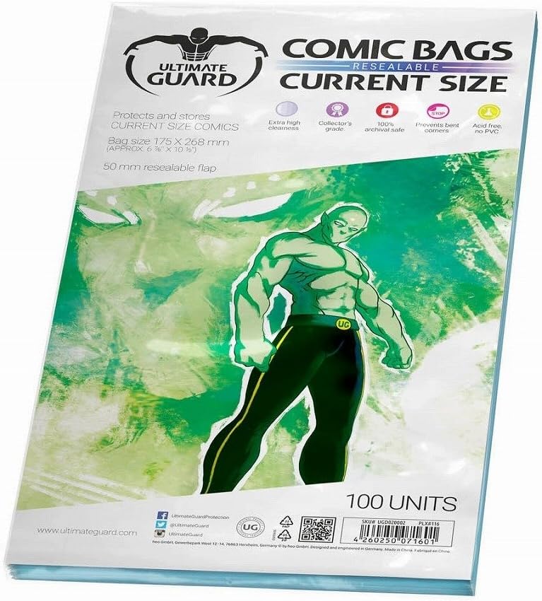Ultimate Guard Comic Bags Resealable Current Size 100 Pack