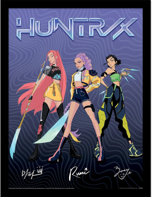 KPop Demon Hunters Huntrix Signatures 30x40cm Framed Collector Print