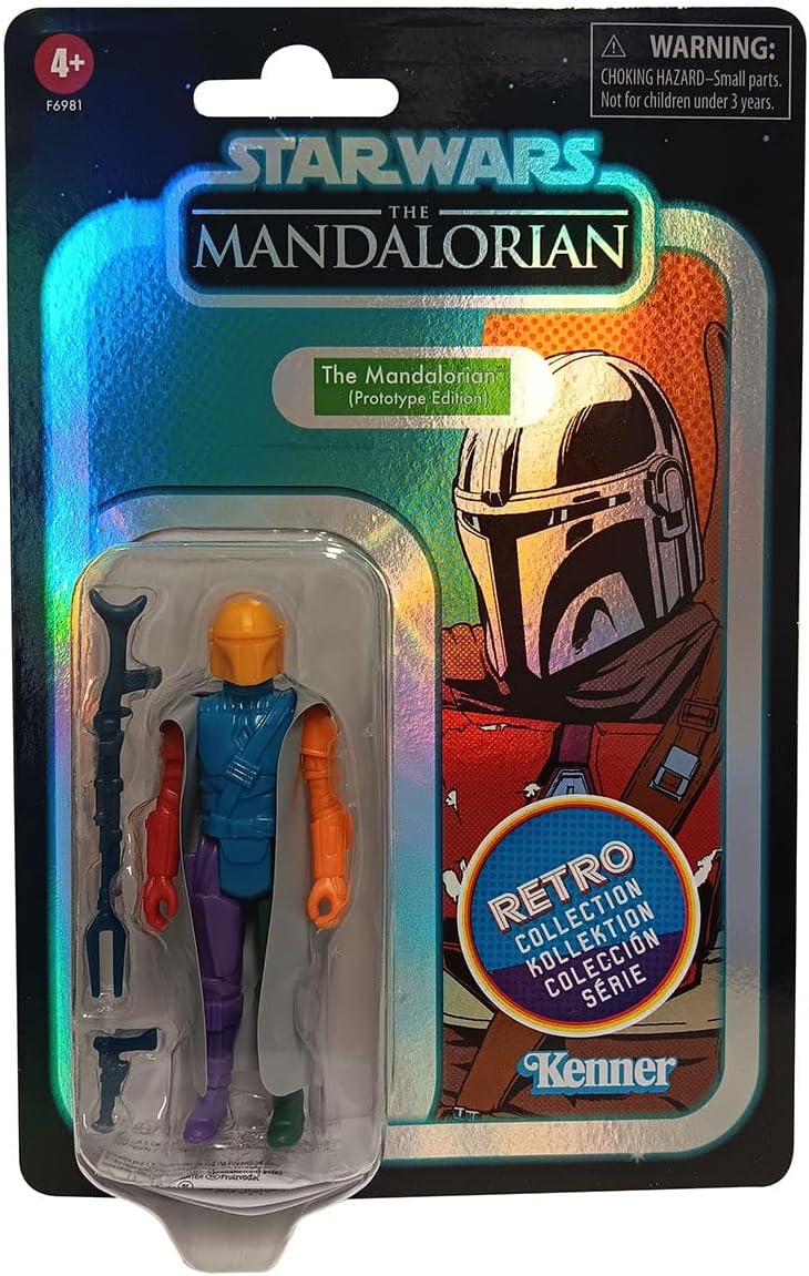 Star Wars Retro Collection Prototype The Mandalorian Action Figure, in display